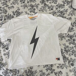 Aviator Nation White Tee with Black Lightning Bolt